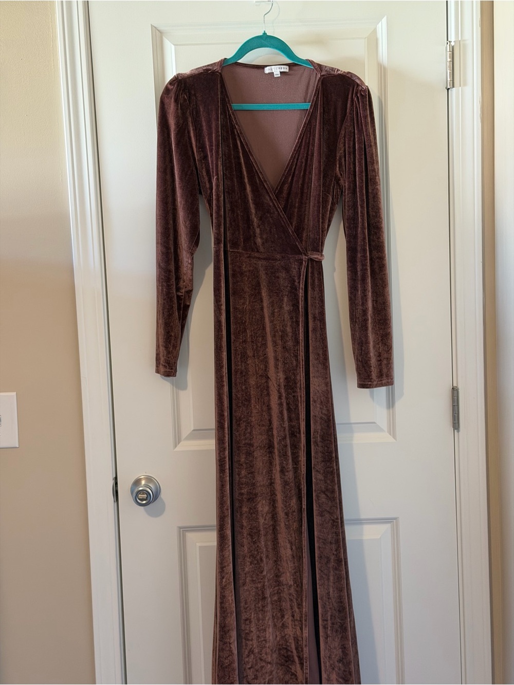 Baltic Born Brown Velvet Wrap Maxi Dress